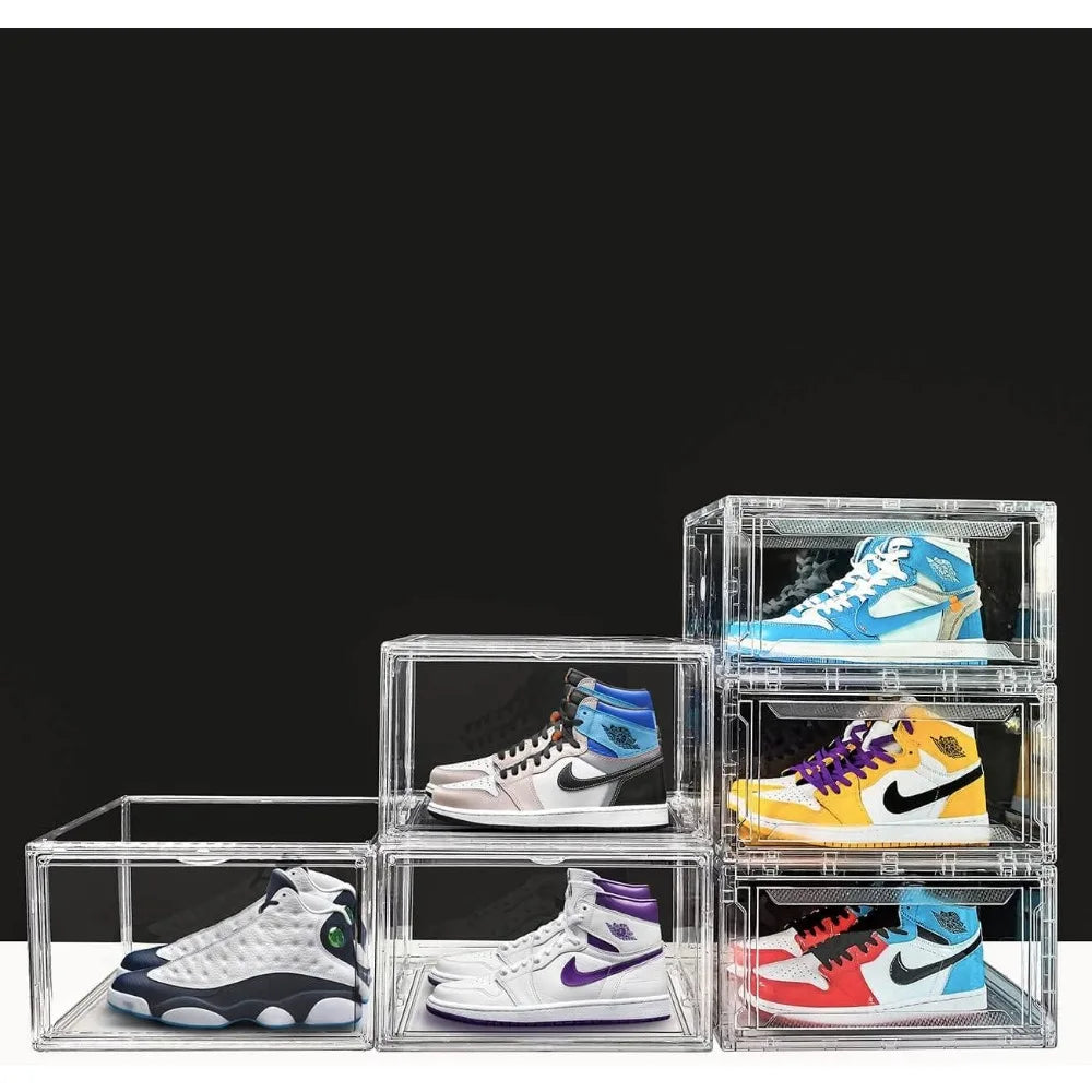 Clear Shoe Boxes Stackable Full Clear Sneaker Storage Acrylic Boxes for Display Shoes Organizer Living Room Furniture Home