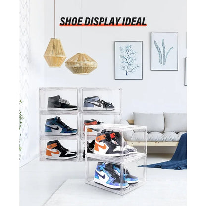 Clear Shoe Boxes Stackable Full Clear Sneaker Storage Acrylic Boxes for Display Shoes Organizer Living Room Furniture Home